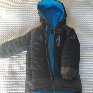 Boys Swiss Alps Black and Blue Hooded Jacket